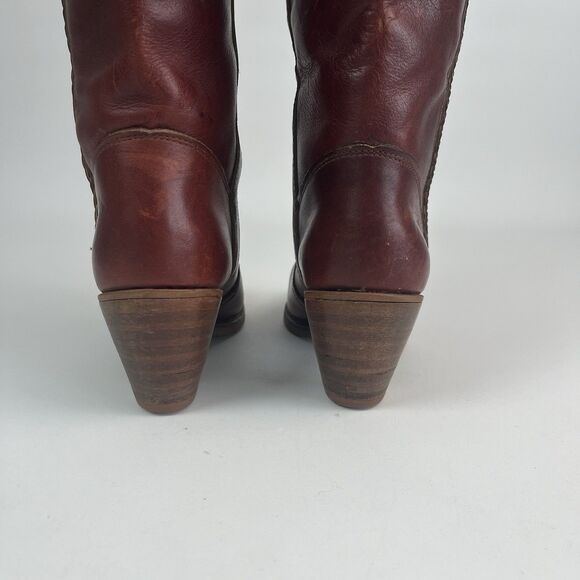Vintage Dexter Campus Western Tall Boots 8 Brown Cowgirl Riding Ranch Festival - Picture 14 of 16